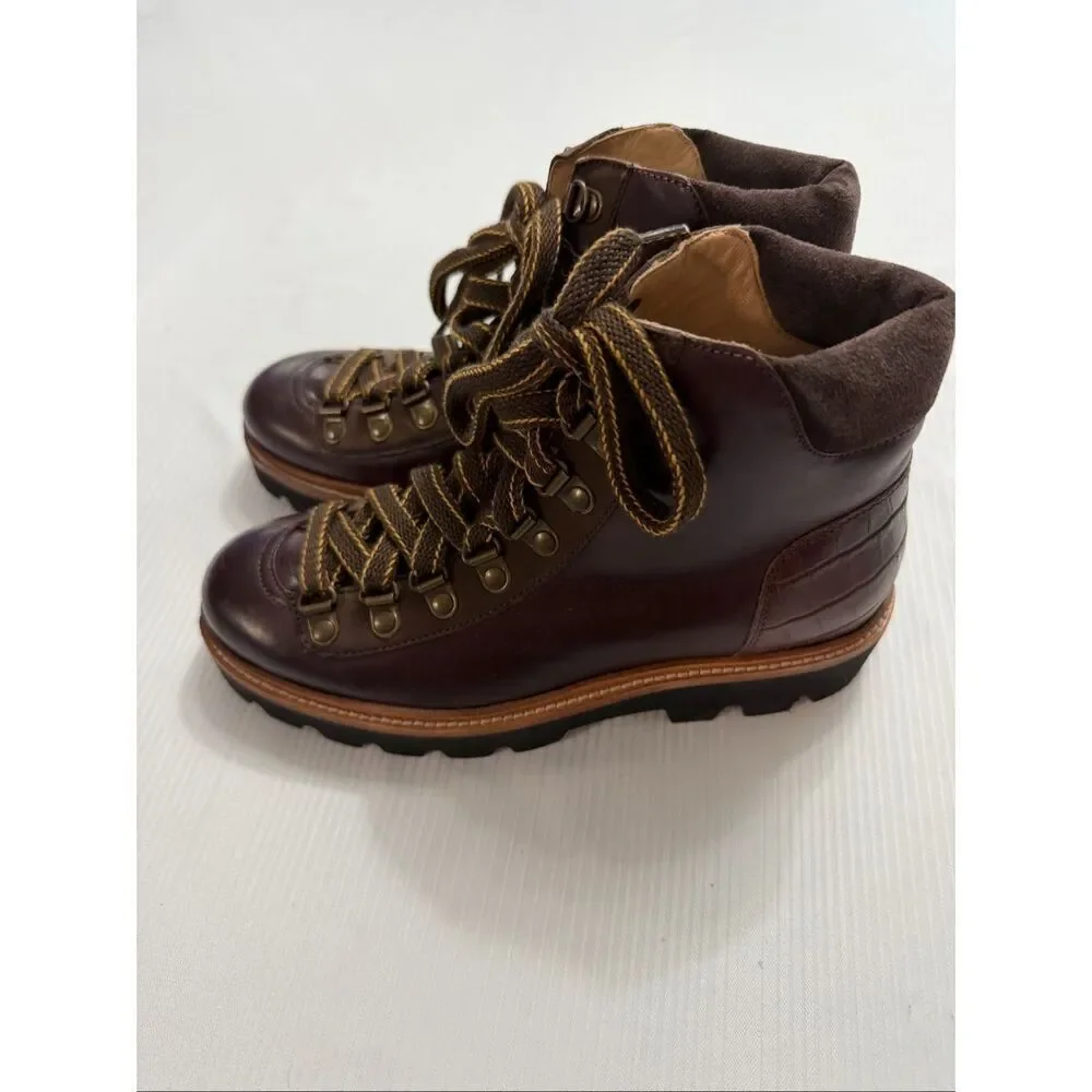 JOULES MONTROSE HIKING LEATHER BOOTS IN CHESTNUT COLOR WOMEN US 5 EU 36